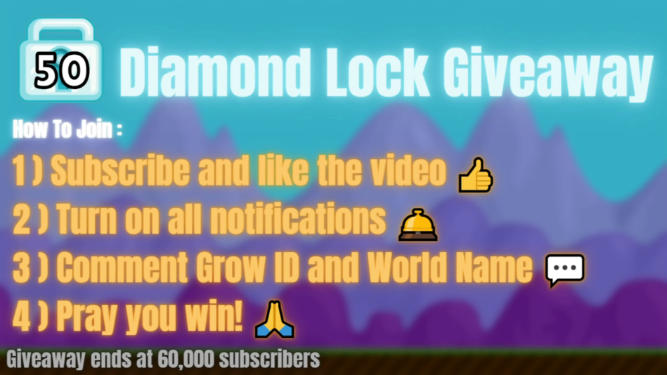 A 50-Diamond-Lock Giveaway, with Instructions to Join in, on YouTube.